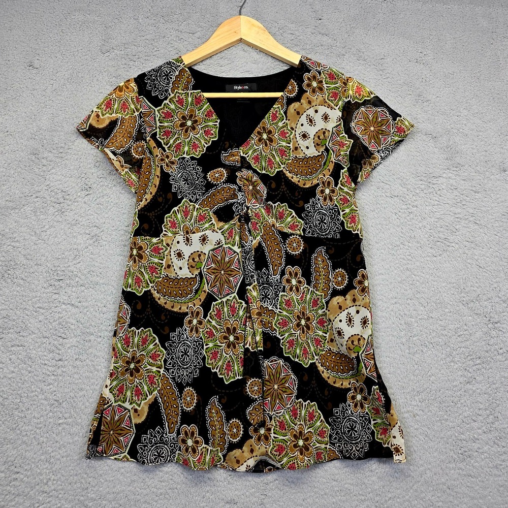 Vintage Style & Co Babydoll Top Womens 12 Floral Y2K Boho Festival Chiffon Indie